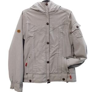 Levi's 686 Recco Snowboard Winter Jacket Snap Zip Hooded Gray Womens Small